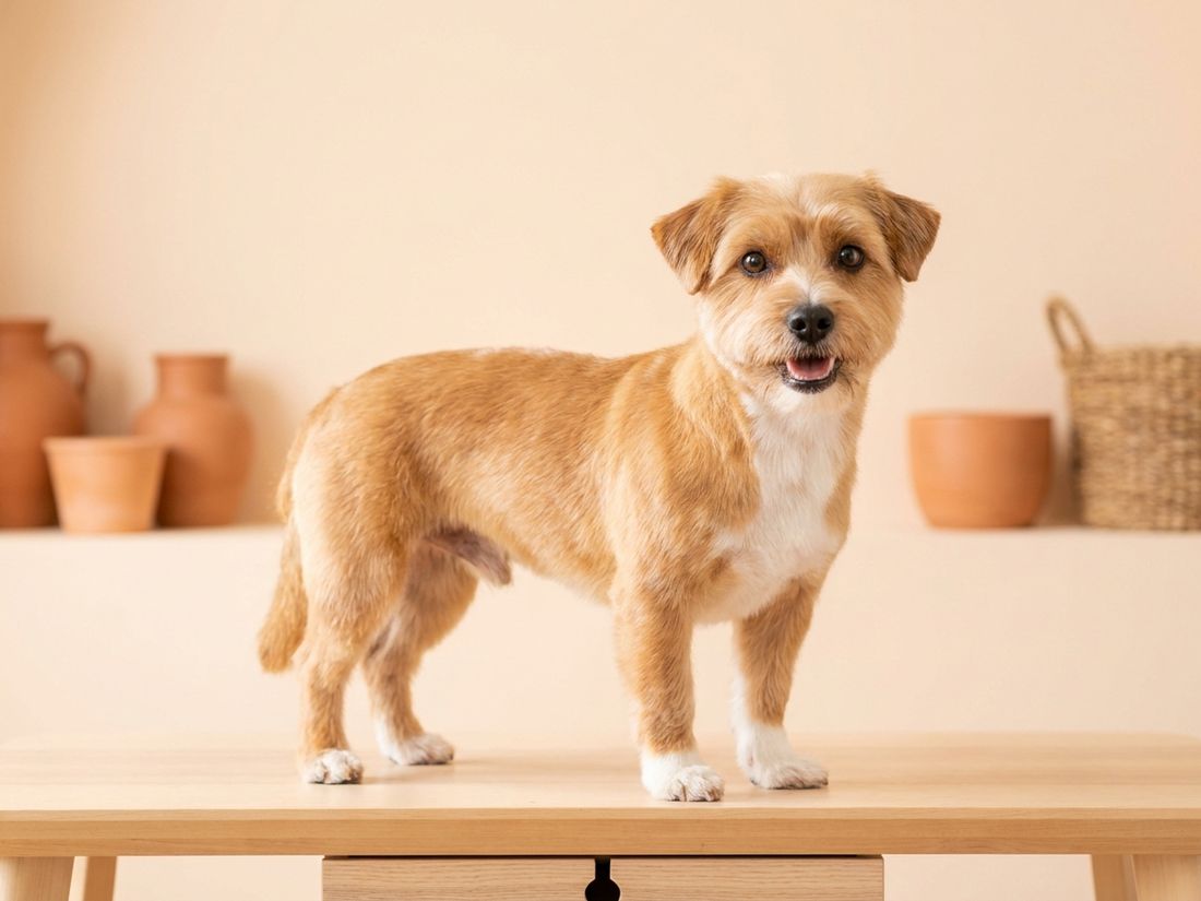 El mismo perro después del corte, con el pelo limpio y arreglado