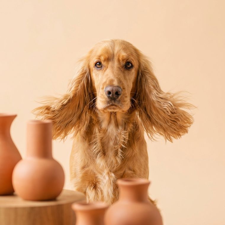 Cocker spaniel con orejas cepilladas y brillantes