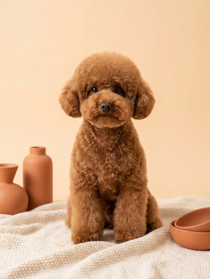 Caniche marrón con corte osito