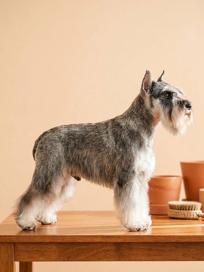 Schnauzer miniatura de perfil con corte de raza
